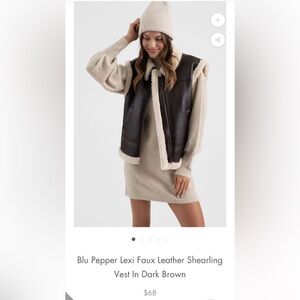 Brown and cream bomber vest with pockets NWT